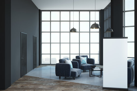 Blank poster in minimalistic loft room