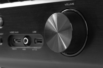 Front side of the AV receiver with volume knob