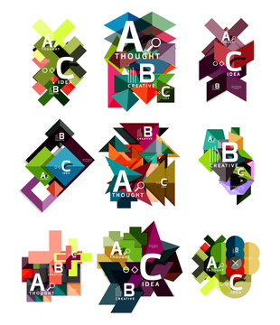 Set of paper geometric option banners, infographic templates