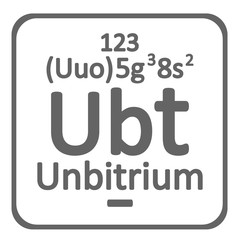 Periodic table element unbitrium icon.