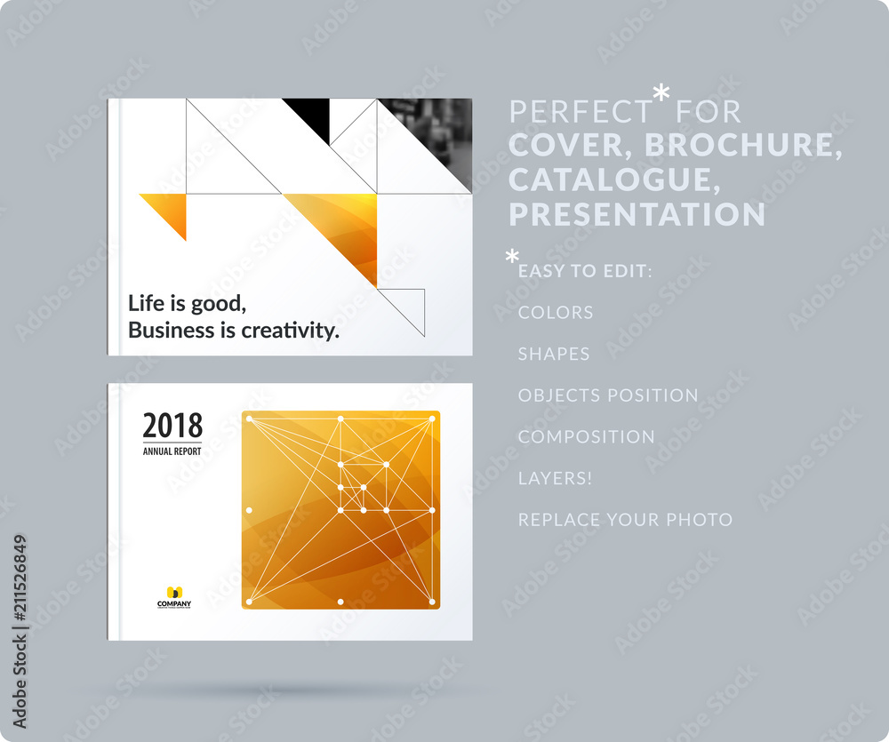 Leinwandbilder square design presentation template with colourful triangles and shadows. abstract vector set of mod