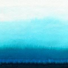Hand painted blue watercolor background. Watercolor wash. 