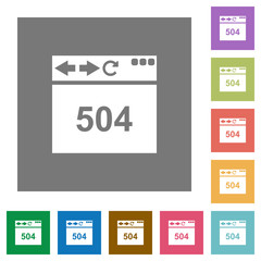 Browser 504 Gateway Timeout square flat icons