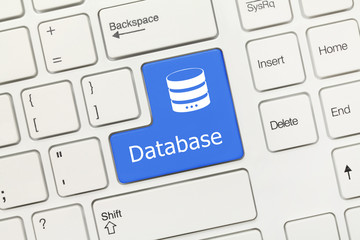 White conceptual keyboard - Database (blue key)