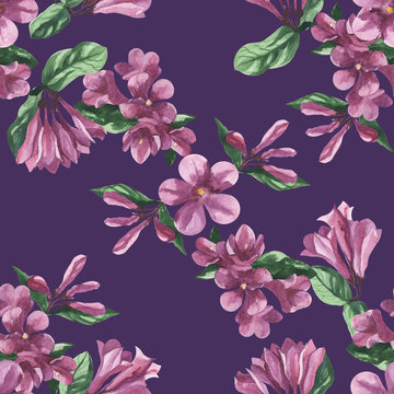 watercolor weigela flower seamless texture pattern background