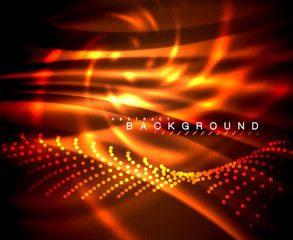 Neon glowing techno lines, hi-tech futuristic abstract background template with square shapes