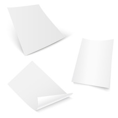 3d Flyer Curved Corner Paper Sheet. Mock up. Vector illustration