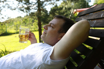 Man resting with beer