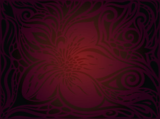 Brown Red Flower wallpaper vector design background in trendy fashion vintage style