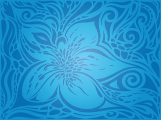 Fototapeta na wymiar Blue Decorative Flowers,Vintage Wallpaper Background ornate fashion design