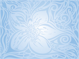 Blue vector decorative flowers background trendy floral fashion wallpaper design