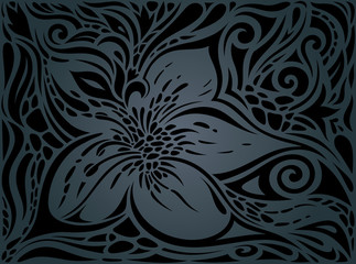 Black ornate Flowers, Floral decorative vintage Background trendy fashion wallpaper design