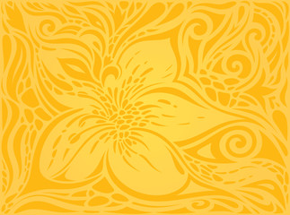Flowers in Yellow, colorful floral wallpaper background  mandala pattern design in trendy fashion vintage style