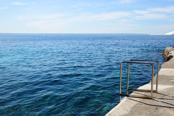 Fototapeta premium The sea view terrace and beach ladder, Mallorca, Spain