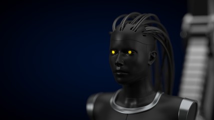 artificial intelligence hub, dark droid version. 3d illustration