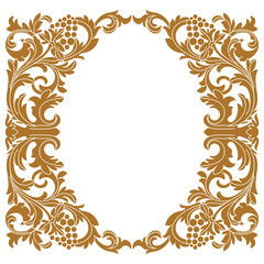 Golden vintage border frame engraving with retro ornament pattern in antique baroque style decorative design. Vector