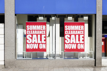 Summer sale clearance shop window sign banner high street shopping mall