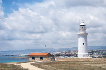 Fototapeta na wymiar Lighthouse on the island Cyprus, near Old Paphos