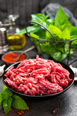 Raw ground beef meat. Fresh minced meat