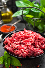 Raw ground beef meat. Fresh minced meat