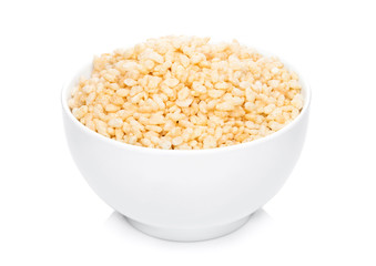 White bowl with natural organic granola cereal