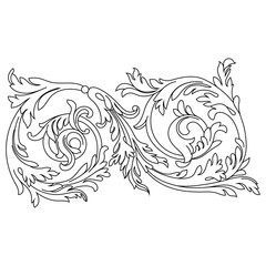 Vintage baroque ornament, corner. Retro pattern antique style acanthus. Decorative design element filigree calligraphy vector. - stock vector