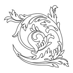 Vintage baroque ornament, corner. Retro pattern antique style acanthus. Decorative design element filigree calligraphy vector. - stock vector