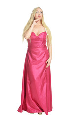 Fototapeta premium beautiful woman in pink dress posing