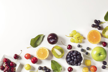 Mixed fruits on white background
