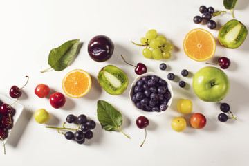 Mixed fruits on white background