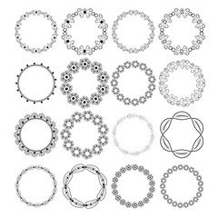 Ornaments, round frames for photos, drawings, vector