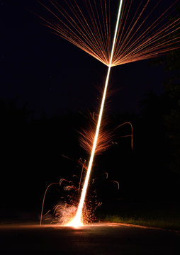 A firework shooting off