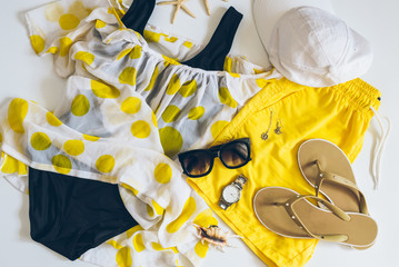 flat lay with clothes. fashion. summer concept