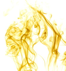 Yellow smoke on white background