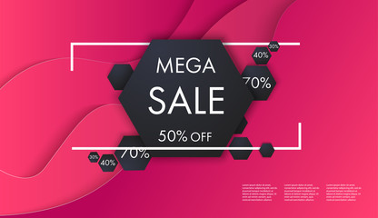 sale banner template with paper cut multicolor layers and text for greeting cards, posters, flyers, invitations, brochures