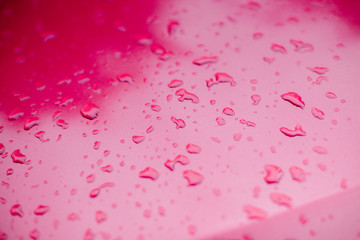 Drops of water on a glossy surface
