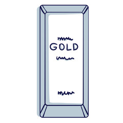 Gold bar. Banking business concept. Hand drawn doodle cartoon vector illustration.