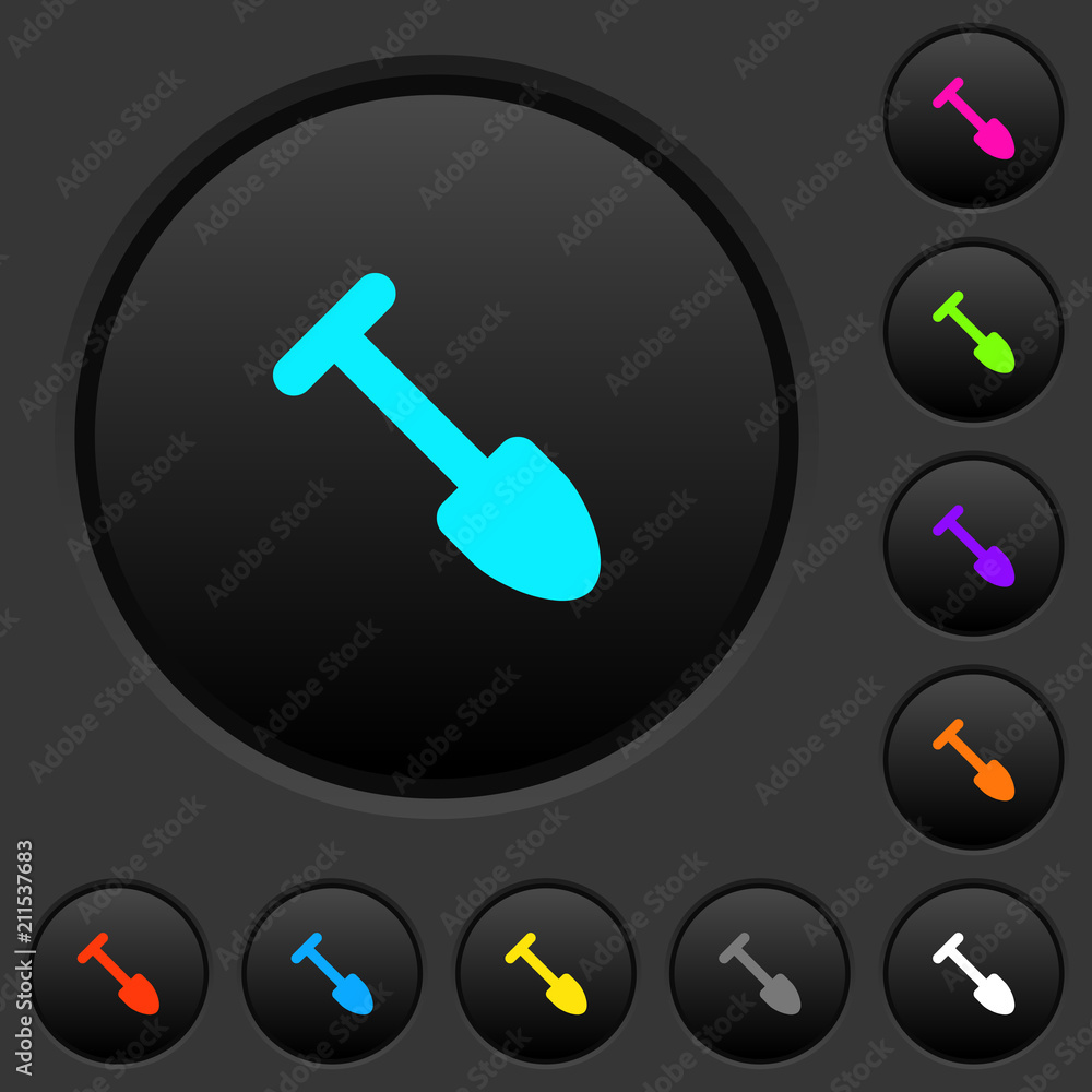 Poster shovel dark push buttons with color icons
