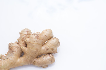 Ginger root isolated on white background, top view