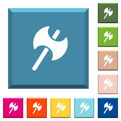 Two headed battle axe white icons on edged square buttons