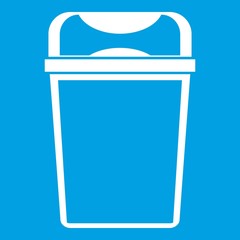 Trash can icon white isolated on blue background vector illustration