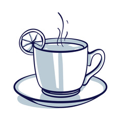 Sketch hand drawn image of cup with tea. Tea time. Hand drawn doodle cartoon vector illustration.