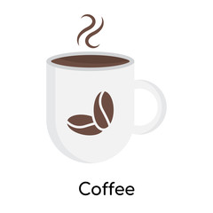 Coffee icon vector sign and symbol isolated on white background, Coffee logo concept
