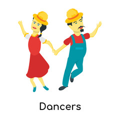 Dancers icon vector sign and symbol isolated on white background, Dancers logo concept