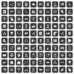 100 contact us icons set in black color isolated vector illustration