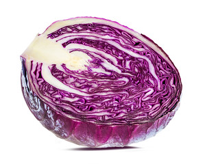 Fototapeta premium Fresh red cabbage isolated on white background with clipping path