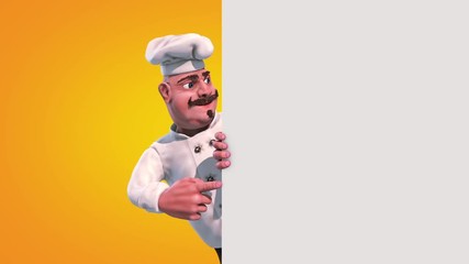 Fun Chef says Goodbye Alpha Matte 3D Rendering Animation