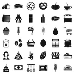 Bakery cooking icons set. Simple style of 36 bakery cooking vector icons for web isolated on white background