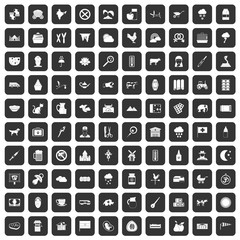 100 cow icons set in black color isolated vector illustration