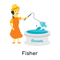 Fisher icon vector sign and symbol isolated on white background, Fisher logo concept